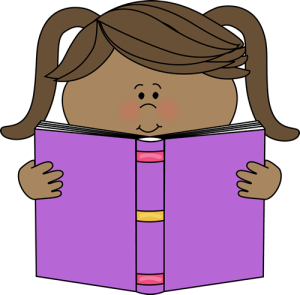 book little girl reading clipart